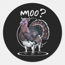 Adesivo Dia de Ação de Graças Engraçado Peru Vaca Moo Outo