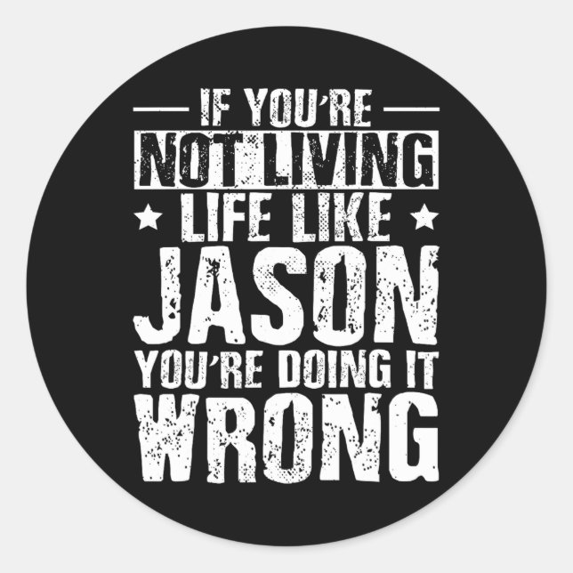 Adesivo Dia de Aniversário Jason Nome Forename Dizendo (Frente)