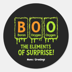 Adesivo Dia de as Bruxas engraçado Boo Elements Science Su