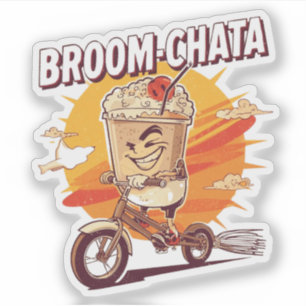 Adesivo Dia de as Bruxas engraçado Broom-chata Cocktail Pu