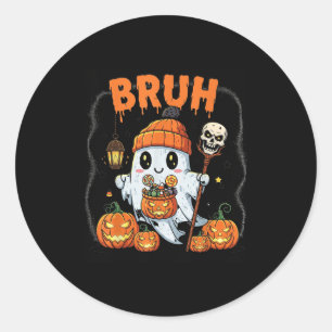 Adesivo Dia de as Bruxas engraçado Bruh Cute Candy Ghost C