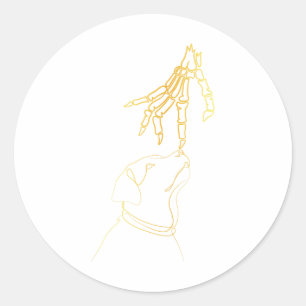 Adesivo Dia de as Bruxas engraçado de Mão do Esqueleto Neg