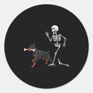 Adesivo Dia de as Bruxas engraçado Doberman Nscher E Skele