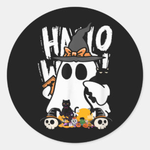 Adesivo Dia de as Bruxas engraçado Ghost Pumpkin Gato Pret