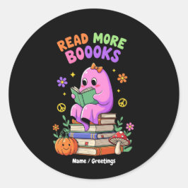 Adesivo Dia de as Bruxas engraçado "Leia mais livros" para