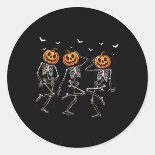 Adesivo Dia de as Bruxas engraçado Pumpkin Dancing Skeleto