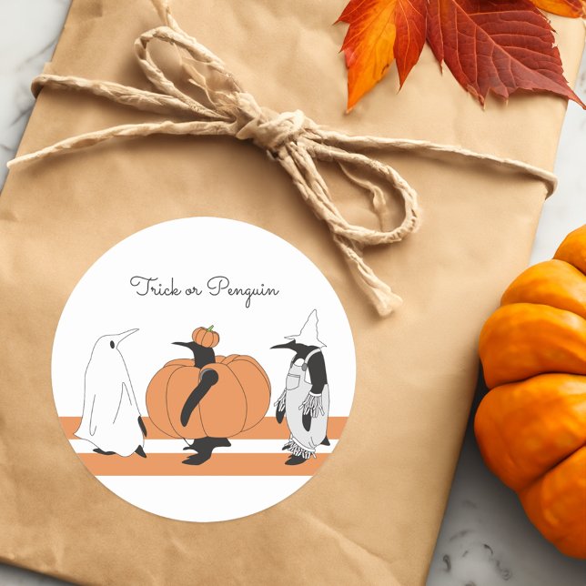 Adesivo Dia de as Bruxas engraçado Pumpkin Penguin de Cart (Criador carregado)