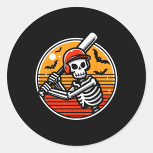 Adesivo Dia de as Bruxas engraçado Skeleton Baseball Playe