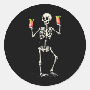 Adesivo Dia de as Bruxas engraçado Skeleton Bebendo Bloody
