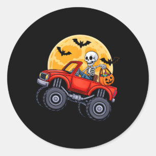 Adesivo Dia de as Bruxas engraçado Skeleton Monster Truck