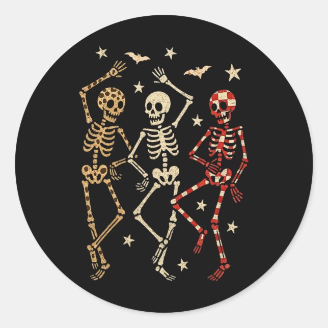 Adesivo Dia de as Bruxas engraçado Spooky Bones Dançando C (Frente)