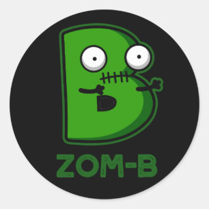 Adesivo Dia de as Bruxas engraçado Zombie-b, alfabeto B