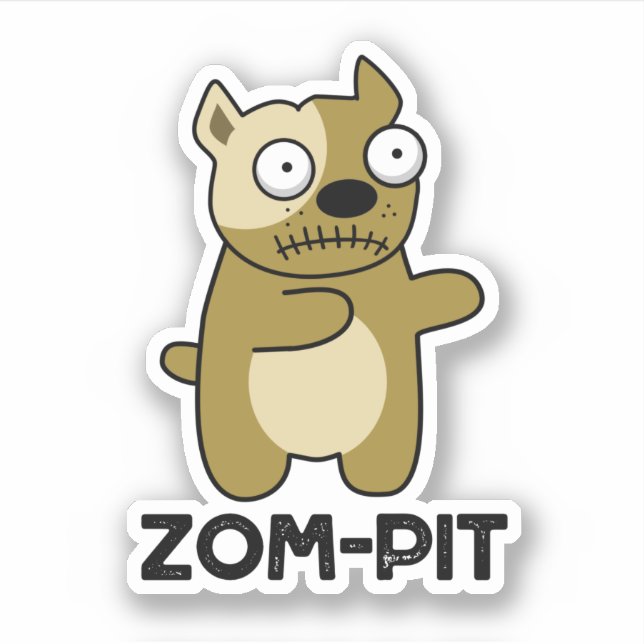 Adesivo Dia de as Bruxas engraçado Zombie Pit Bull Pun (Frente)