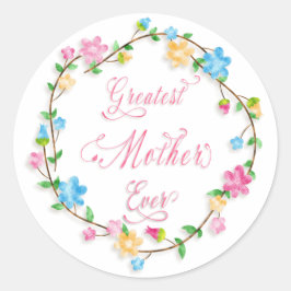 Adesivo Dia de as mães Bonito Floral Wreath 3 Word Art