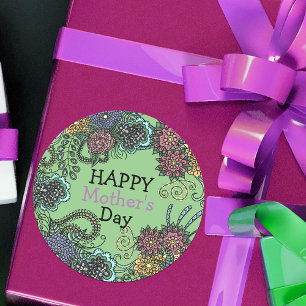 Adesivo Dia de as mães de Flores Coloridas Encantadas