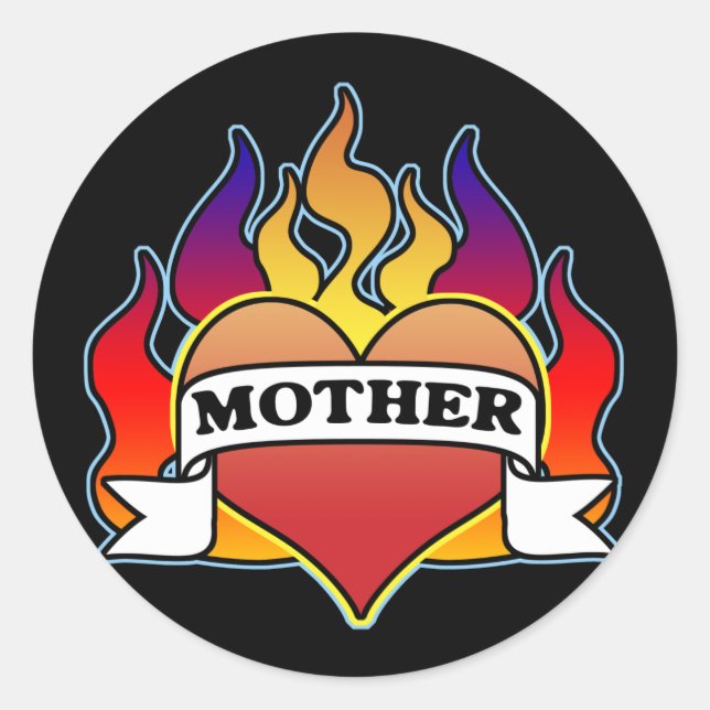 Adesivo Dia de as mães de tatuagem do coração da mãe (Frente)
