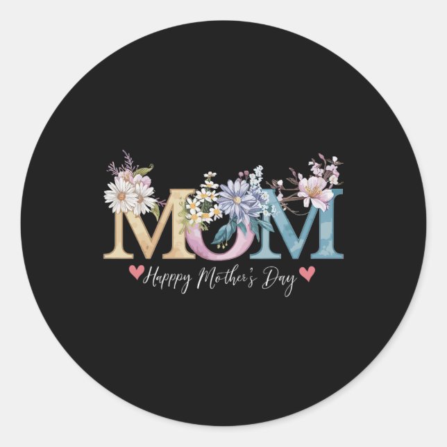 Adesivo Dia de as mães Feliz Com Mãe Floral (Frente)