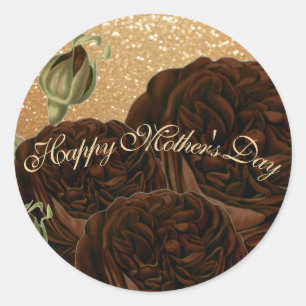 Adesivo Dia de as mães feliz Rosa de chocolate