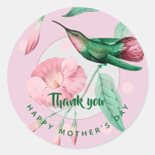 Adesivo Dia de as mães Hummingbird Pink Mint Gift Floral