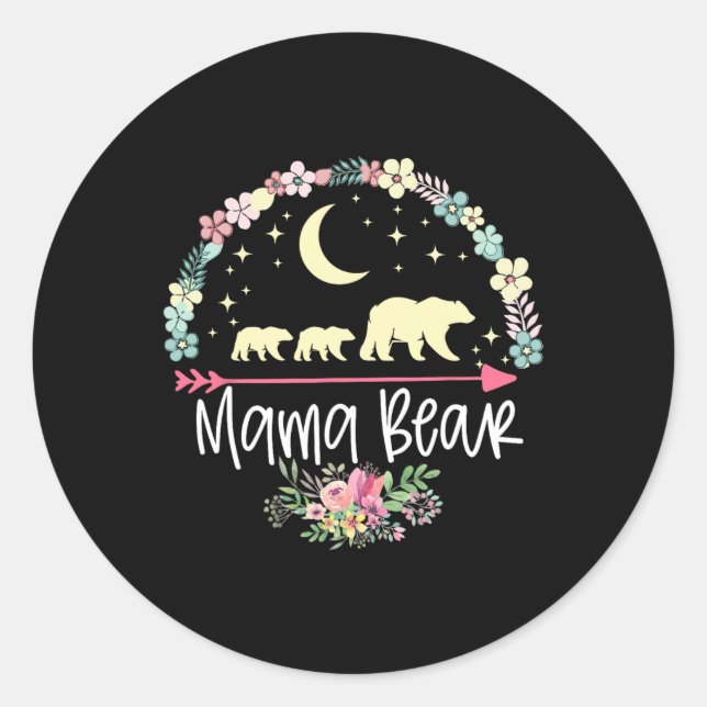 Adesivo Dia de as mães Oferece Urso De Mama Com 2 Cubs De  (Frente)