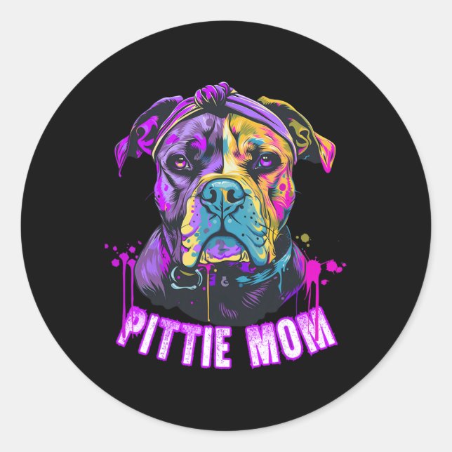 Adesivo Dia de as mães Pittie Mãe Pitbull Dog Lovers (Frente)
