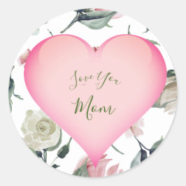 Adesivo Dia de as mães Simples de Coração Rosa Floral Pess