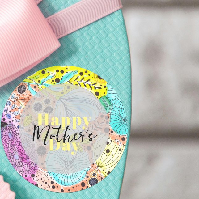 Adesivo Dia de as mães Vibrante Artístico Floral Retirado  (Criador carregado)