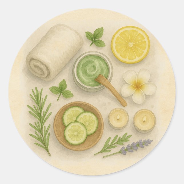 Adesivo Dia de Beleza e Relaxamento no Spa Clássico (Frente)