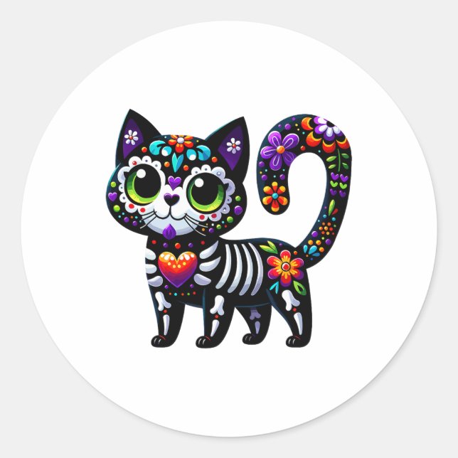 Adesivo Dia De Los Muertos Cinco De Mayo Cat Sugar Skype M (Frente)