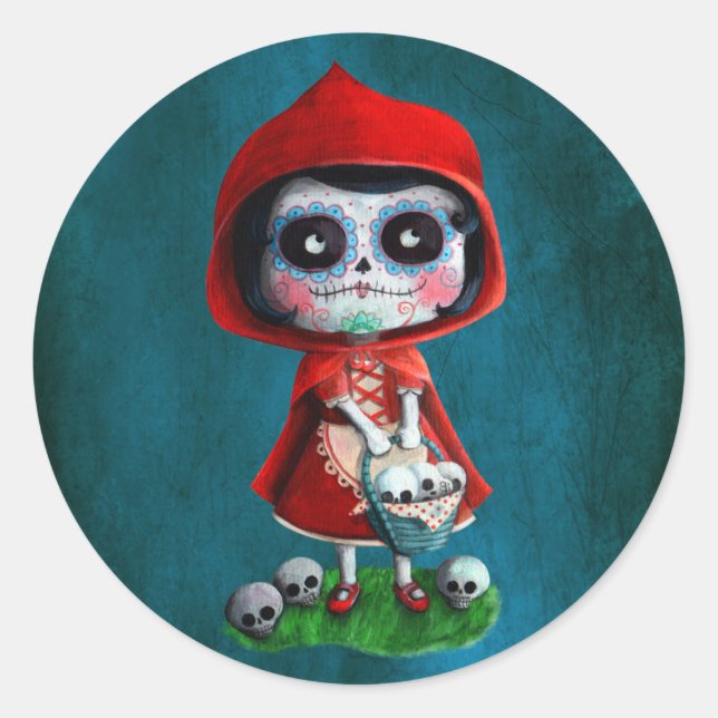 Adesivo Dia de los Muertos Little Red Riding Hood (Frente)