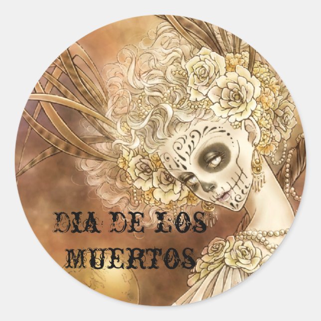 Adesivo Dia de los Muertos Round Sticker (Frente)