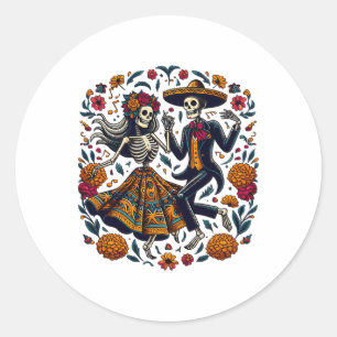 Adesivo Dia De Los Muertos Skeletons Dançando Dia Mexicano