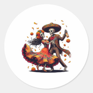 Adesivo Dia De Los Muertos Skeletons Dançando Dia Mexicano