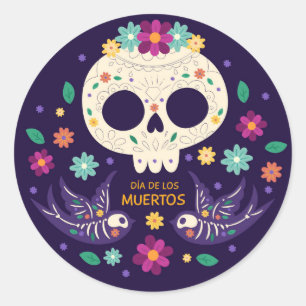 Adesivo Dia de los Muertos - Skull, Flowers and Birds