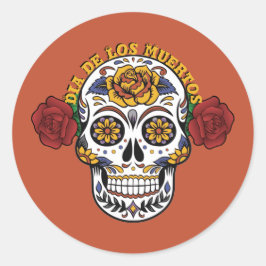 Adesivo Dia de los Muertos Sugar Crânio Pau redondo clássi