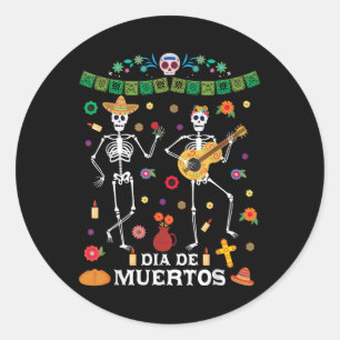 Adesivo Dia De Muertos Dancing Skeleton Celebra Hallowee