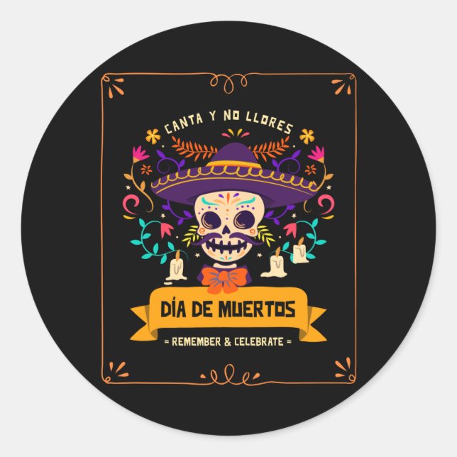 Adesivo Dia de muertos - dia do crânio dos mortos (Frente)