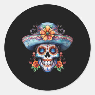 Adesivo Dia De Muertos Dia Dos Mortos Crânio De Açúcar Flo