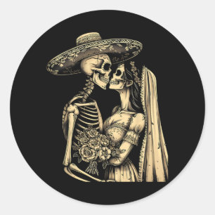 Adesivo Dia De Muertos Sugar Skull Casal Skeleton Bride W