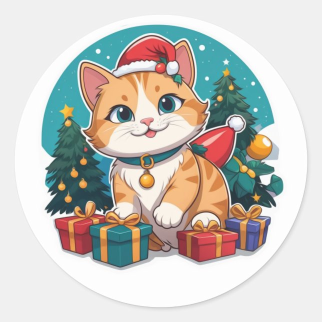 Adesivo Dia de Natal do Gato (Frente)
