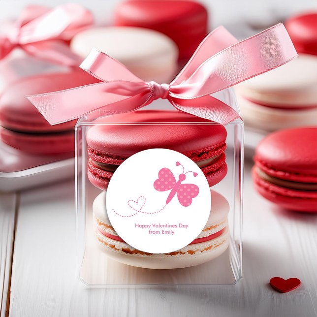 Adesivo Dia de os namorados de borboleta rosa (Criador carregado)