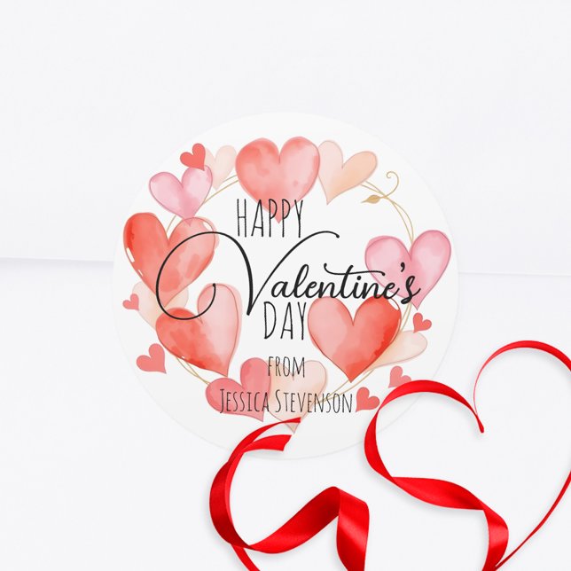 Adesivo Dia de os namorados de Corações de Água Vermelhas  (Criador carregado)