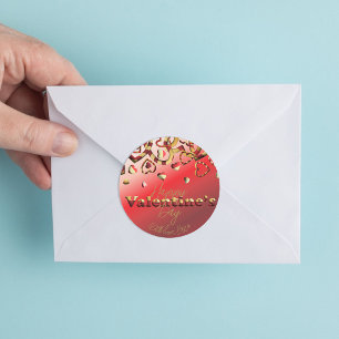 Adesivo Dia de os namorados De Corações Vermelho E Dourado