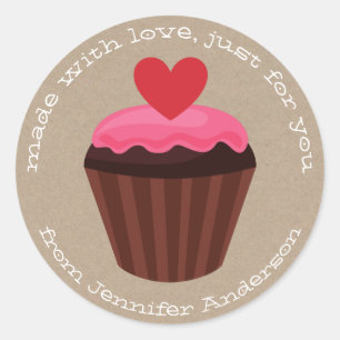 Adesivo Dia de os namorados de Cupcake de Tratamento Verme