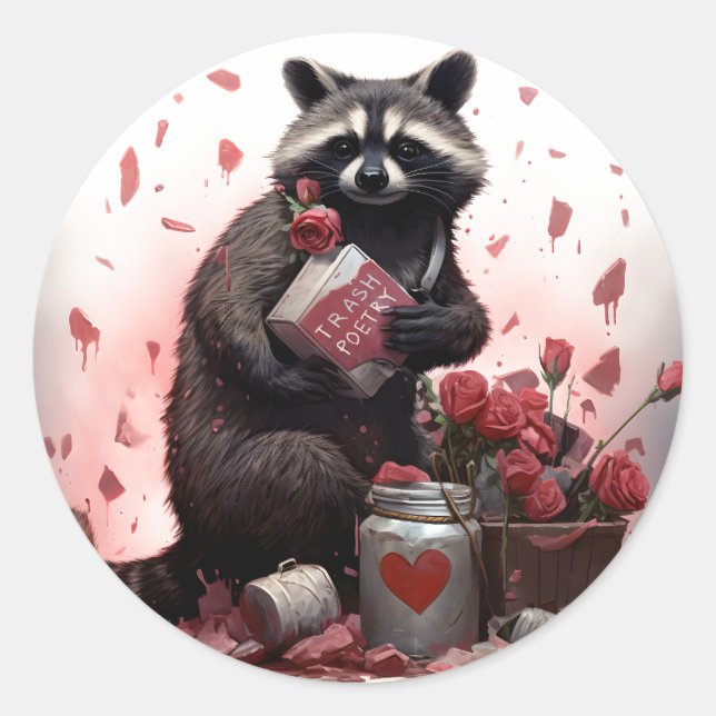 Adesivo Dia de os namorados de poesia de lixo Raccoon (Frente)