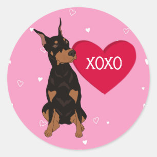 Adesivo Dia de os namorados Doberman Pinscher