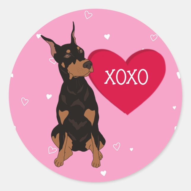 Adesivo Dia de os namorados Doberman Pinscher (Frente)