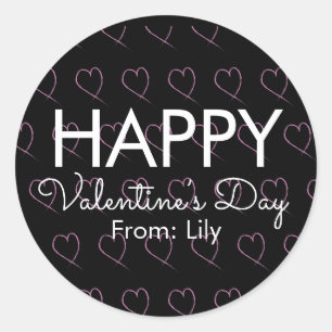 Adesivo Dia de os namorados Escrivação Corações Rosa Preto