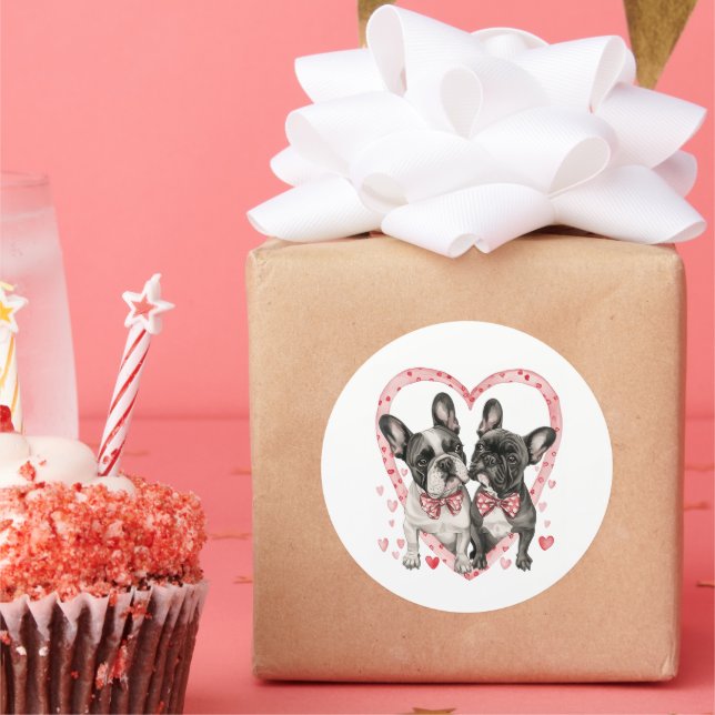 Adesivo Dia de os namorados Francês do Bulldog (Festa)