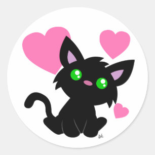 Adesivo Dia de os namorados Gatinho preto